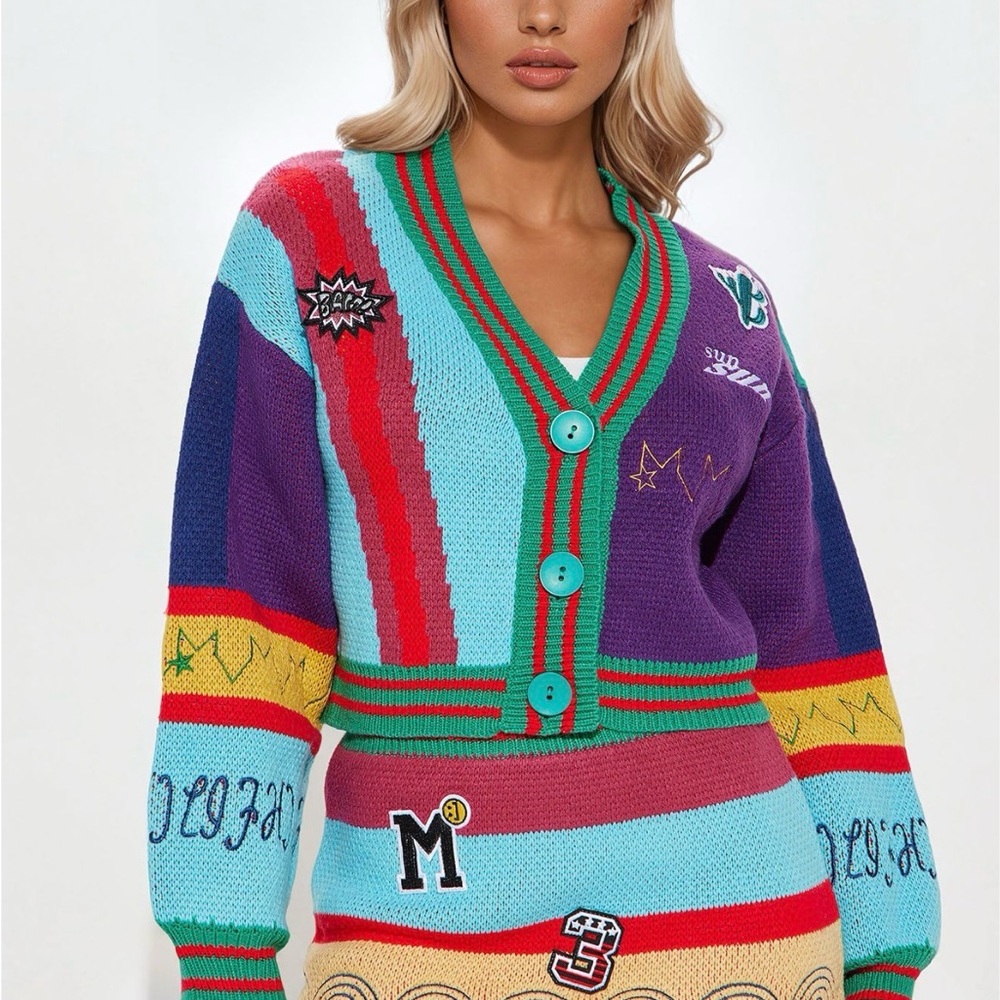 Topic of conversation Sweater Mini Skirt set Size-L